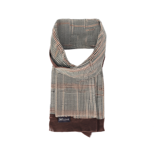 Men's Houndstooth Patterned <b>Wool</b> Double-Sided Shawl Beige Black <b>Brown</b> Knitted Scarf - Product Image 2