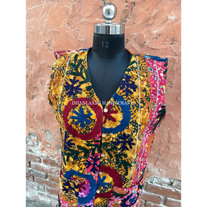 Chaquetas con estampado Floral multicolor para mujer, abrigo de estilo bohemio, Estilo Vintage, indio, 100% algodón, bordado a mano, Verano - Product Image 5