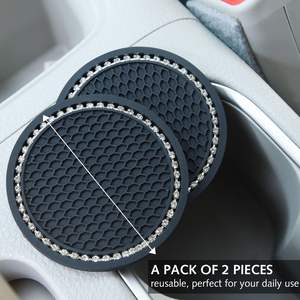 Wild Bottle <b>Car</b> <b>Coaster</b> Black PVC Sparkly Crystal Anti Slip Front Seat Cup Holder Insert Auto Accessory - Product Image 6
