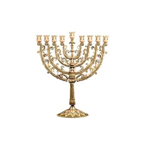MESA RELIGIOSA DE DISEÑO ELEGANTE DECORACIÓN DE METAL 7 PALO DE VELA JUDÍO DECORACIÓN DE METAL DORADO PORTAVELAS MODERNO - Product Image 5