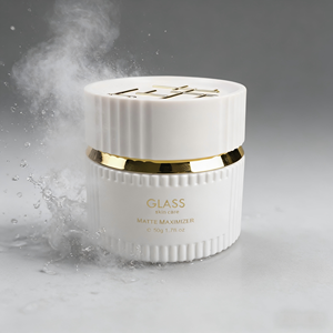 Barattolo in Vetro Bianco Scanalato di Lusso Personalizzato 30g 50g con Bordo Dorato per Contenitore di Siero per la Cura della Pelle - Product Image 1