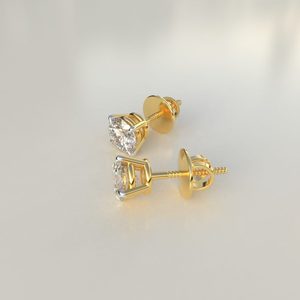 Ishi Diamonds Enchanting 18K Gold 50 centavos cada uno Pendientes de botón solitario en diamantes cultivados en laboratorio - Product Image 1