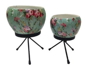 Jardinière en métal coloré avec support trépied, pot de plante décoratif moderne pour la décoration intérieure, le bureau, l'hôtel - Product Image 2