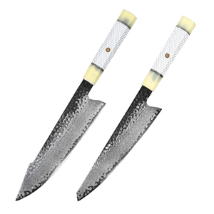 2025มาใหม่ล่าสุดมีดทำครัวเหล็กดามัสกัสสำหรับพ่อครัวด้ามไม้สีขาวเงาแบบพรีเมี่ยม - Product Image 1