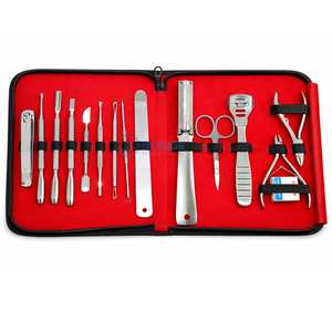 Professional Stainless Steel Manicure Pedicure Set red Case <b>Nail</b> Care Grooming Kit with Zipper <b>Pouch</b> Wholesale - Product Image 2