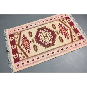 พรมตุรกีวินเทจขนาด 2.9x4 ฟุต พรมขนาดเล็ก พรมขนสัตว์สีเบจ - Product Image 1