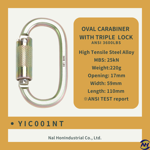 Mosquetón de tipo ovalado de aleación de acero de alta resistencia YIC001NT Certificado ANSI para uso industrial general - Product Image 2