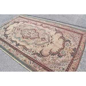 Grand tapis turc de 5,7 x 9,7 pieds, tapis vintage à motifs floraux bruns - Product Image 4