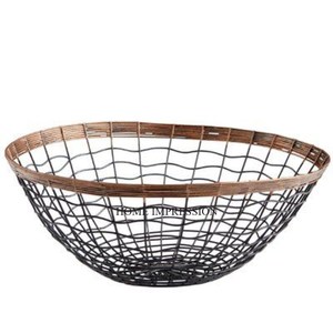 New Pattern Arrival High Grade Gold Plated Metal <b>Wires</b> Made Fruit & Bread <b>Storage</b> Organization <b>Basket</b> With Handles for Best Grip - Product Image 2