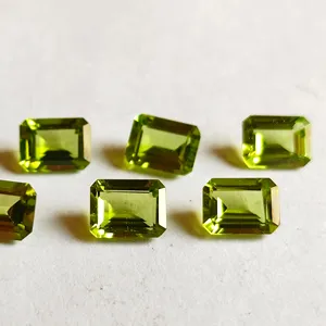 定制尺寸制造商天然橄榄石祖母绿切割3x5mm刻面宝石天然绿色橄榄石八角形切割宝石