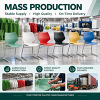 Chaise en plastique empilable de haute qualité, design contemporain, multicolores, pour la maison, l'école, le bureau, la formation, fabrication chinoise