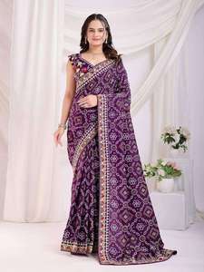 Exclusive Designer Brocade Designer Saree Best For Wedding And Festival Modern Ethnic Bandhani Collection Export Grade - Product Image 2