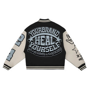 2024 veste de baseball en coton pour hommes avec caractéristique anti-rides veste universitaire imprimée durable pour hommes - Product Image 3