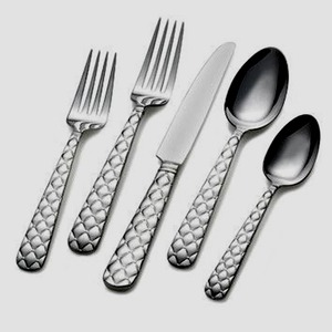 Juego de utensilios de plata decorativos, con muchos descuento, de lujo, con mango de diseño cuadrado Grueso Completo - Product Image 2