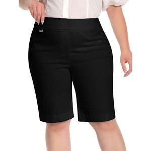 Shorts-jupe femme grande taille Jenna Rose à enfiler avec anneau en D, style décontracté pour le bureau et le travail, en tissu crêpe anti-plis - Product Image 2
