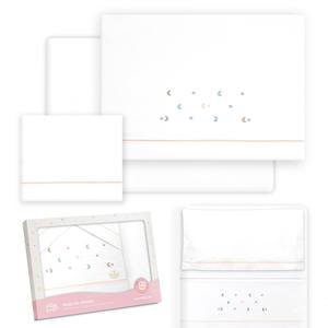 Juego de 3 Piezas de Ropa de Cama 100% Algodón para Cuna, Modelo Estrella Luna, Sábana para Bebé con Técnica de Tejido - Product Image 1