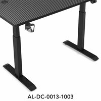 Bureau debout électrique réglable en hauteur avec commande à deux boutons et structure en acier noir pour le bureau à domicile