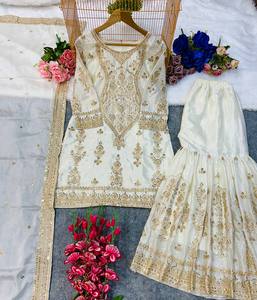 PARTY WEAR <b>TOP</b> AND SARARA WITH FANCY DUPPATA - Product Image 1