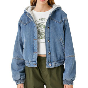 Venta al por mayor de gran tamaño Casual Moda Mujeres Tallas grandes Chaqueta de mezclilla de alta calidad último diseño Mujeres chaqueta de mezclilla con capucha para los hombres - Product Image 1