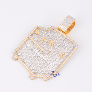 Glamorous Custom 14kt <b>Solid</b> <b>Gold</b> <b>Pendant</b> Iced out Hip Hop Style with Labgrown Brilliant Cut Diamonds VVS Clarity for Unisex - Product Image 5