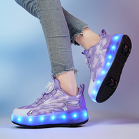 Chaussures à roulettes LED pour enfants, chaussures à roulettes automatiques à quatre roues, patins invisibles, chaussures à la mode pour filles et étudiants avec lumières