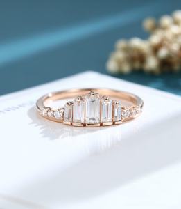 แหวนเพชรโมอิสทรงกลมบาแกตต์สำหรับงานแต่งงานแหวนรูปมงกุฎเงินสเตอร์ลิง925แหวนเรียงซ้อนแบบมินิมอลครบรอบปีสำหรับเครื่องประดับของเธอ - Product Image 1