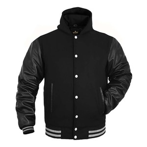 Men Custom Leather Sleeves Classic Embroidery Button Wool Varsity Baseball Jacket - Product Image 4