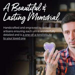Small Heart Urn <b>for</b> Human <b>Ashes</b> - Lavender Heart Cremation <b>for</b> Women - Mini Urn with <b>Box</b> & Stand - Heart Shaped Urn Memorial - Product Image 4