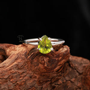 เครื่องประดับแฟชั่นแหวนเพอริดอทที่ตัดรูปลูกแพร์ธรรมชาติ925เงินแท้แหวนเพอริดอทเครื่องประดับจากอินเดีย - Product Image 3