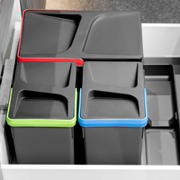 Emuca España Modelo 8198323 Contenedor de Reciclaje de Plástico Gris Antracita, Kit de 266 mm de Altura, 2 x 7 Litros, Cubos de Basura para Cajón de Cocina