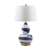 Lampe de chevet électrique LED moderne avec base en laiton antique, corps en céramique et abat-jour en tissu imprimé à la main avec des motifs floraux