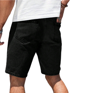 <b>Mens</b> <b>Black</b> Denim <b>Shorts</b> Breathable Ripped Distressed Design Casual Straight Fit Cotton Summer Streetwear Fashion Knee Length - Product Image 2