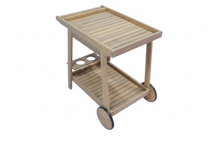 Chariot de service en acacia massif, léger et durable - Table basse mobile à deux niveaux, écologique - Product Image 4