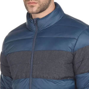 "Chaquetas de Hombre | Chaqueta acolchada para hombre azul marino con panel de pecho en contraste y cierre de cremallera, ropa de invierno elegante" - Product Image 5