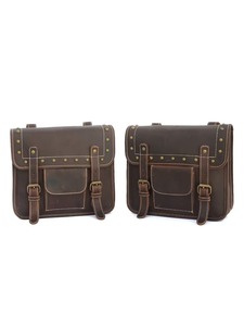 Sacoches de vélo personnalisées unisexe marron en cuir véritable vintage tendance Ensemble 2 sacs de selle de moto Logo personnalisé Duffle Sport - Product Image 3