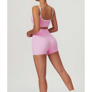 Vente en gros des fabricants de vêtements de fitness shorts de yoga sexy pour femmes ensemble de yoga en forme de cœur nouvel ensemble soutien-gorge et short de sport sans couture - Product Image 6
