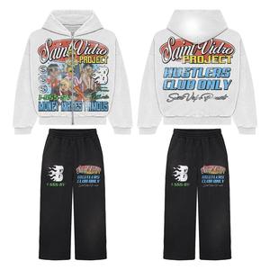 Pantalon de survêtement unisexe personnalisé lavé à l'acide avec broderie en strass Baggy Fit Terry sérigraphie style déchiré ODM approvisionnement pour hommes - Product Image 1