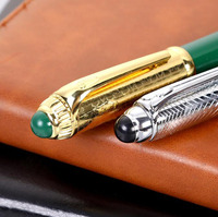 Stylo bille de luxe NM-098 JR en métal doré avec logo, corps noir brillant, design de pointe avec pierre précieuse, pointe de 1,0 mm, personnalisable pour cadeaux d'affaires