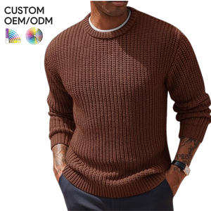 Pull à col rond en tricot texturé élégant pour homme, personnalisé OEM ODM, respirant, séchage rapide, anti-boulochage, décontracté pour le travail, vêtements d'hiver - Product Image 1