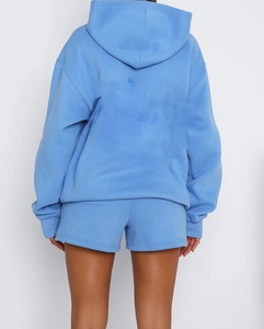 Sweat-shirt à capuche long surdimensionné pour femme, tissu en velours chaud et confortable, coupe décontractée, mode de rue décontractée, hiver, logo sur le devant - Product Image 5