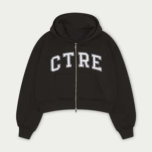 Haute demande personnalisé noir femmes recadrée fermeture éclair à capuche anti-rides et respirant sweats à capuche pour femme entraînement sweat à capuche zippé - Product Image 1