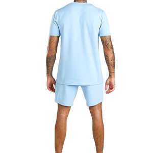 Ensemble deux pièces d'été personnalisé pour homme en coton uni à manches courtes, tissu respirant, idéal pour le quotidien 2026 - Product Image 3