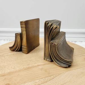 Par de sujetalibros de latón, sujetalibros de libros apilados de latón pesado - Product Image 5
