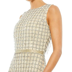 Robe de cocktail brodée en satin poly-maille élégante pour dames d'été respirante longueur genou avec perles perles caractéristique antistatique - Product Image 1