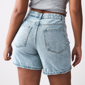 Jean en denim décontracté pour dames avec coupe et couture cinq étoiles 2025 Short fitness personnalisé unique pour femmes - Product Image 3