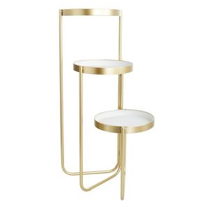 Luxury the METAL WAVE Modern Round Metal Side <b>Tables</b> with Metal <b>Legs</b> and Marble <b>Table</b> Top for Living Room - Product Image 3