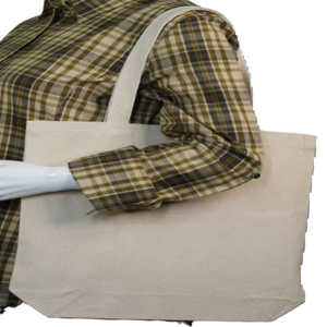 Bolsa de lona de 100% algodón ecológica con logotipo personalizado, bolsa de asas reciclada multiusos resistente para compras en la playa y comestibles - Product Image 5