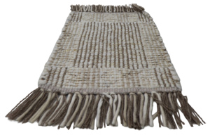 Tapis de voyage moderne géométrique blanc beige motif pompon texturé épais réversible jute coton tissé à la main motif treillis - Product Image 6