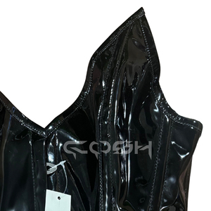 Corsé Gótico Negro de Vinilo Asimétrico, Top Bustier, Ropa de Club, Proveedor de Corsés - Product Image 3