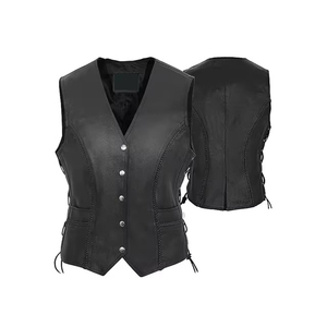 Stylish Men’s Black Genuine <b>Leather</b> <b>Vest</b> Premium Sleeveless <b>Biker</b> Waistcoat For Motorcycle Riding Casual Streetwear - Product Image 1